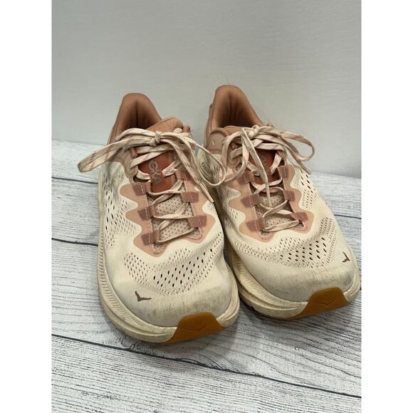 HOKA Womens Vanilla/Sandstone Logo Lace Up Kawana 2 Sneaker Shoes US Size 11B - Picture 2 of 11